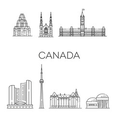 Wall Mural - Canada architecture line skyline illustration