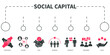 Social capital Vector Illustration concept. Banner with icons and keywords . Social capital symbol vector elements for infographic web