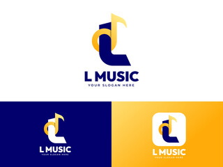 Wall Mural - Letter L logo design with luxury music element