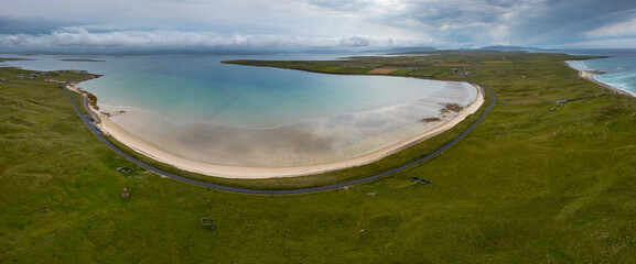 Wall Mural - panorama view of the southern Mullet Peninsula in County Mayo in western Ireland with Elly Bay Beach