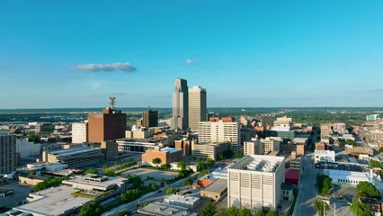 Wall Mural - Omaha Skyline Summer Aerial 4K