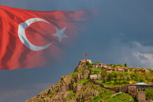 Ankara Castle And Turkish Flag. 13th October 1923 Concept.