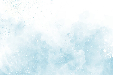 abstract blue winter watercolor background. sky pattern with snow. light blue watercolour paper text