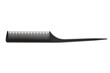© bm_photo - Comb with a tail. Professional hairdressing comb Rat Tail for hair. Comb with a thin and long handle on a white background. Premium hairdressing accessories for haircuts.