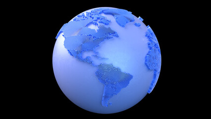 Leinwandbilder - Planet earth isolate/Map planet earth, continents consisting of 3d elements. The technological background can be used to demonstrate the processes of science and education. 