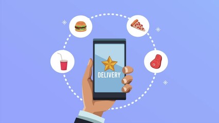 Sticker - food delivery service lettering animation