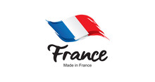 Made In France New Handwritten Flag Ribbon Typography Lettering Logo Label Banner