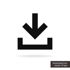 Wall Mural - download vector icon isolated on white background for install sign, upload button, load symbol, web 