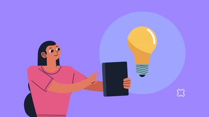 Wall Mural - bulb light creative idea animation