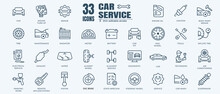 Car Service Icon Set With Editable Stroke And White Background. Auto Service, Car Repair Icon Set. Car Service And Garage.
