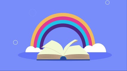 Poster - text book with rainbow animation