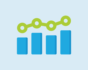Poster - Graph chart of business data icon in flat design.