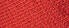 Handmade Knitted Fabric Red Wool Background Texture