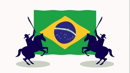 Poster - brazil country flag with horses animation