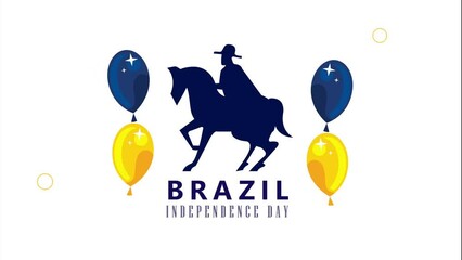 Poster - brazil independence lettering with horse