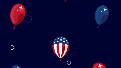 Canvas Print - usa celebration with balloons helium animation