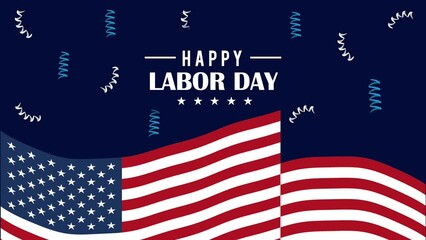 Canvas Print - happy labor day lettering with flag