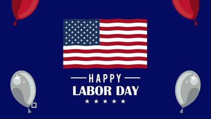 Canvas Print - happy labor day lettering with flag