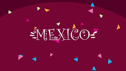 Wall Mural - mexico lettering with confetti animation