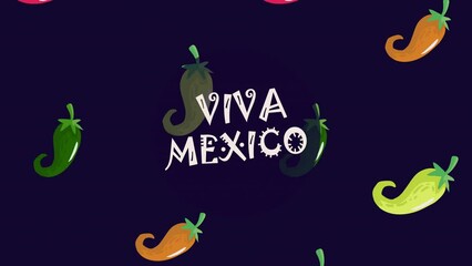 Wall Mural - viva mexico lettering with chili peppers