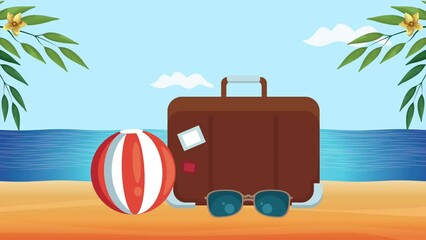 Sticker - travel vacations animation with suitcase