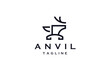 Anvil deer blacksmith logo icon design template flat vector illustration