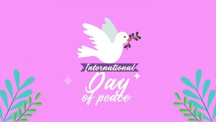 Poster - international day of peace lettering with dove