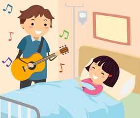 Sticker - Stickman Man Music Kid Girl Hospital Illustration