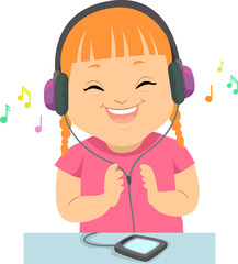 Wall Mural - Kid Girl Down Syndrome Music Therapy Illustration