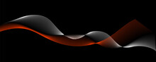 Colorful Abstract Wave In Black Background. Dynamic Abstract Line Design In Modern And Luxurious Style. Panoramic Wallpaper Design For Banner.