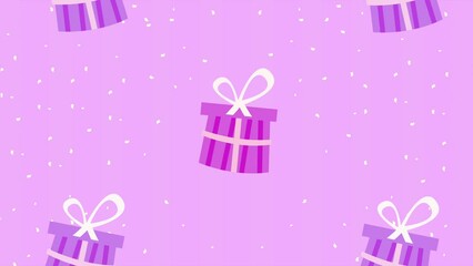 Poster - happy birthday animation with gifts pattern