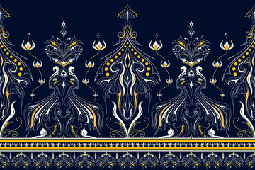 Wall Mural - Ethnic oriental ikat pattern traditional Design for background,carpet,wallpaper,clothing,wrapping,batic,fabric,vector. Decorative strip for textiles.