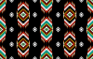 Wall Mural - Geometric ethnic oriental seamless pattern traditional Design for background,carpet,wallpaper.clothing,wrapping,Batik fabric,Vector illustration.embroidery style - Sadu, sadou, sadow or sado