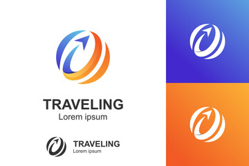 modern color agency travel check business logo. transport, logistics delivery logo design