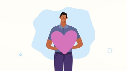 Poster - young man carrying heart animation