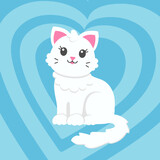 Fototapeta Dinusie - Cute cat. Colored flat vector illustration isolated on color background. Cartoon character.