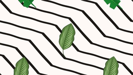 Sticker - tropical leafs with diagonal stripes