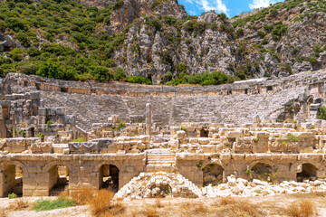 Wide angle photo of Myra ancient site in Demre, Antalya, Turkey.