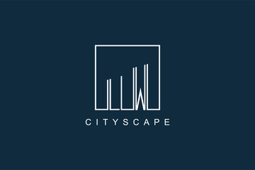 Initials LW logo with modern minimal elegant square line and abstract building