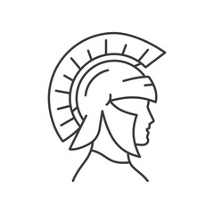 Sticker - Spartan helmet line icon on white background. Editable stroke.