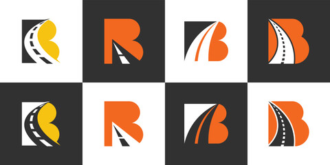 Set of B initial letter with street vector logo design.