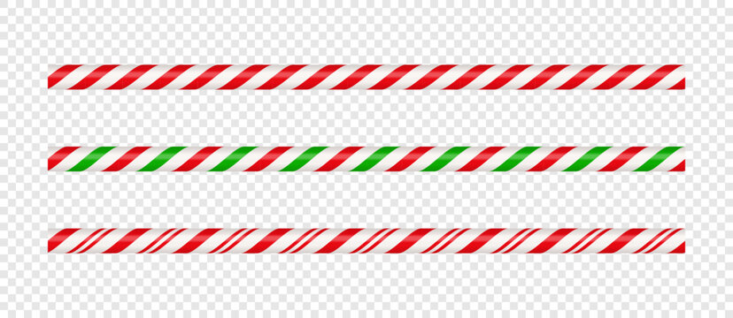 christmas candy cane straight line border with red and green striped. xmas seamless line with stripe