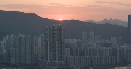 Fototapete - Hong Kong city skyline sunset