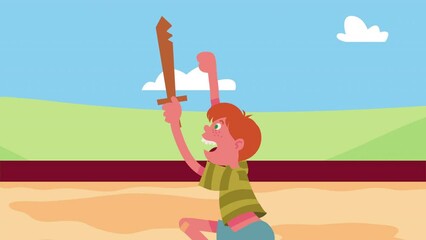 Canvas Print - little boy kid character animation