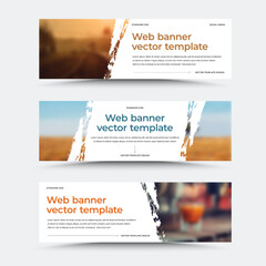 Wall Mural - eps vector banner template, brush stroke design, with photo on white background, for social media, p