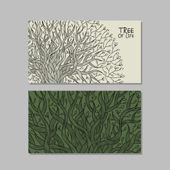 Vintage old olive tree with roots, concept art for your business. Creative ideas for cards, banner, web, promotional materials. Corporate identity template. Vector illustration