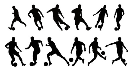 A set of vector set of football, soccer players silhouette