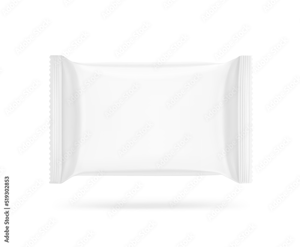 Blank flow pack mockup. Vector illustration isolated on white ...