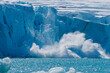 Ice Calving, Deep Blue Glacier, 14 of July Glacier, Krossfjord, Arctic, Spitsbergen, Svalbard, Norway, Europe