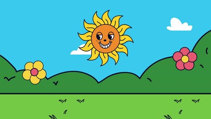 Sticker - sun kawaii comic character animation